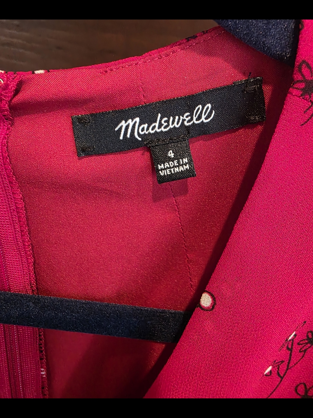 Madewell Red Floral Surplice Long-Sleeve Mini Dress - Picture 3 of 5